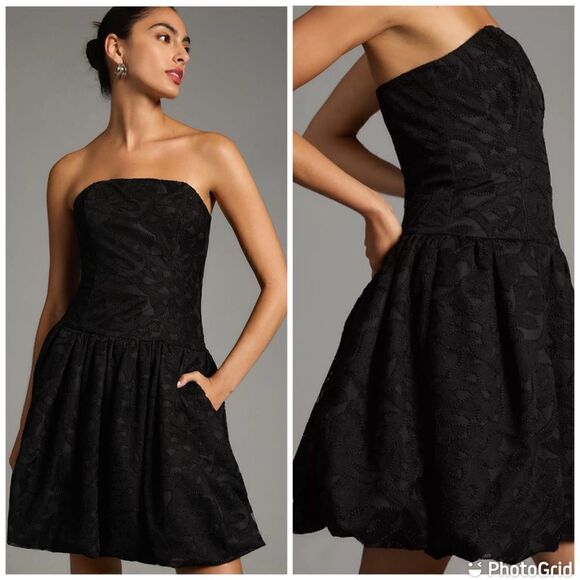 New Shoshanna Amica Strapless Jacquard Bubble Mini Dress - Picture 2 of 16